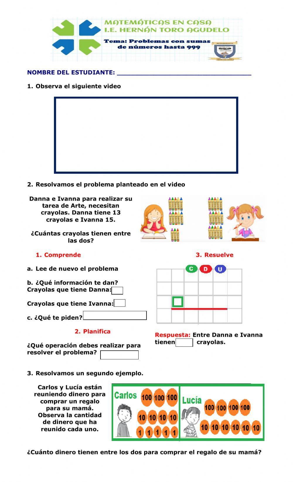 Problemas con números de tres cifras