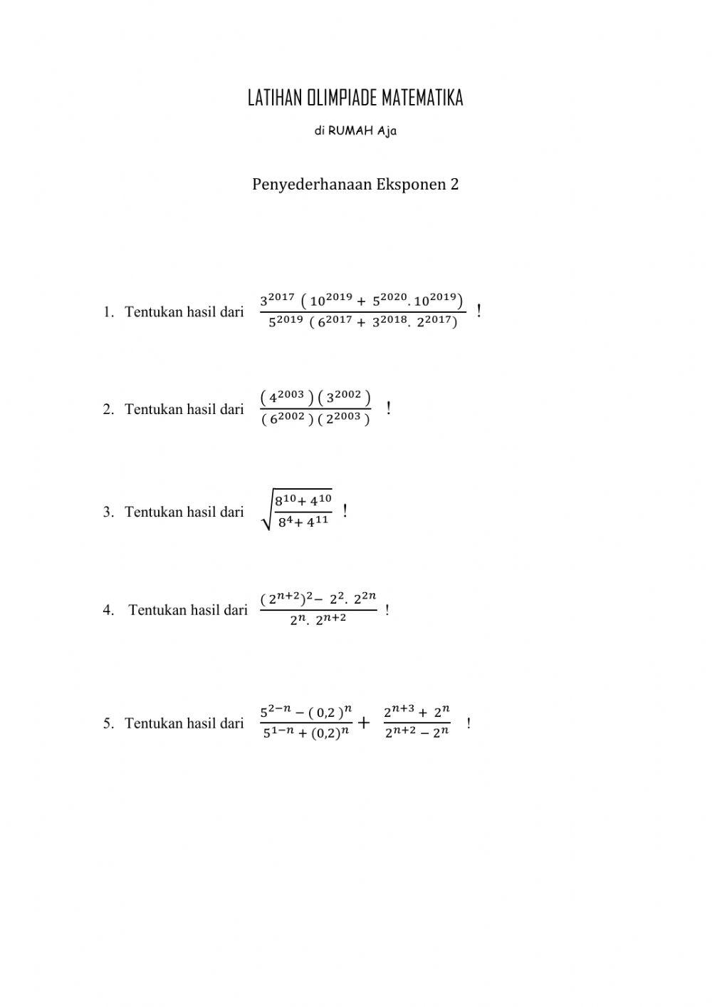 MATH CLUB penyederhanaan eksponen 2