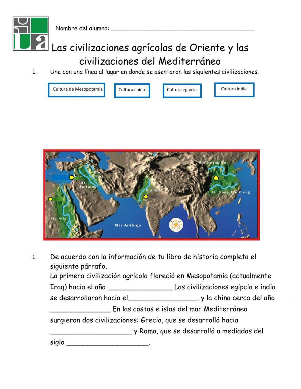 Las civilizaciones agrícolas de Oriente y las civilizaciones del Mediterraneo