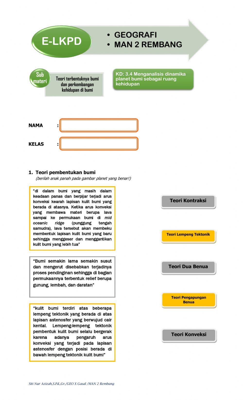 Teori pembentukan bumi dan perkembangan kehidupan
