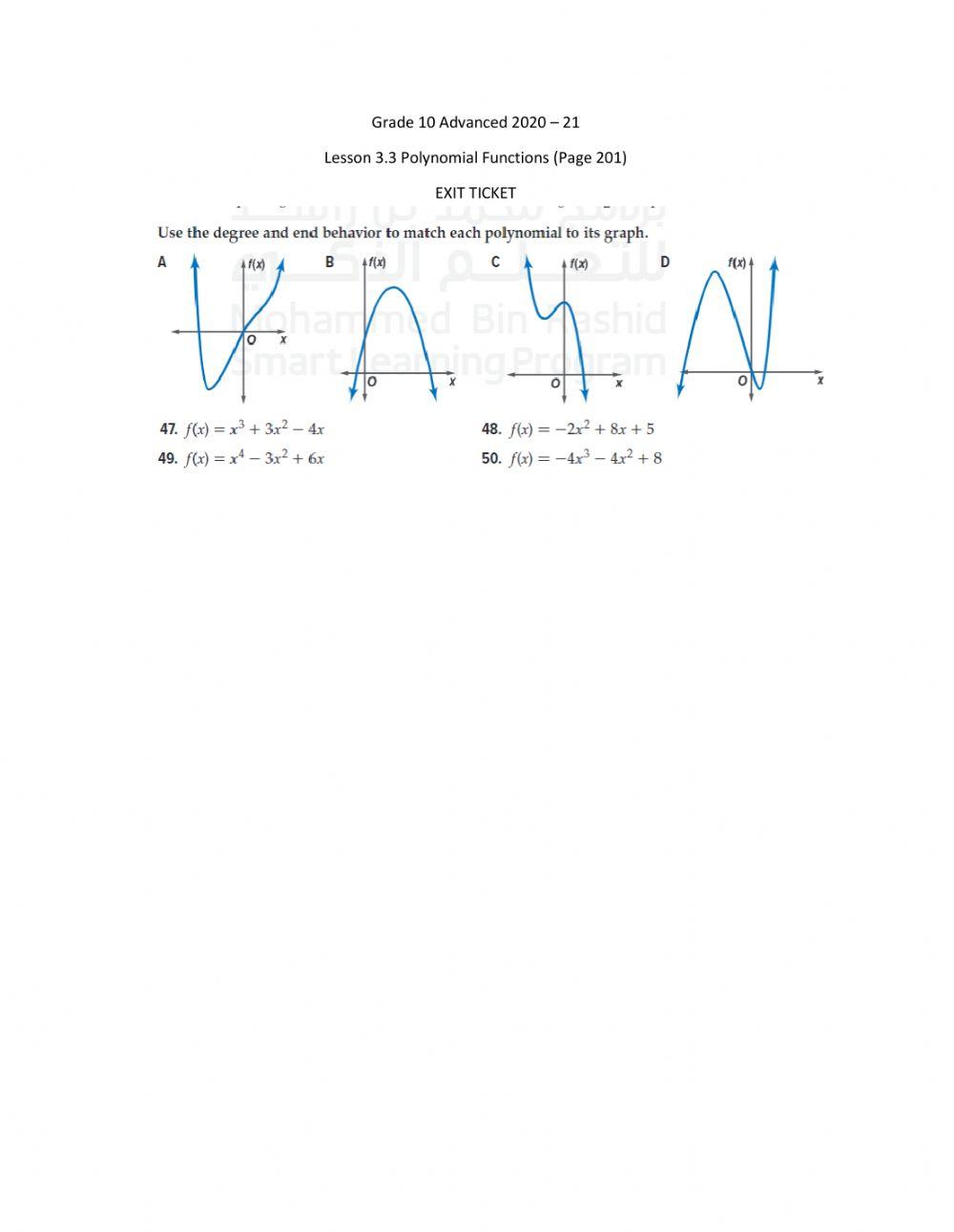 Lessson 3.3 Polynomial Functions