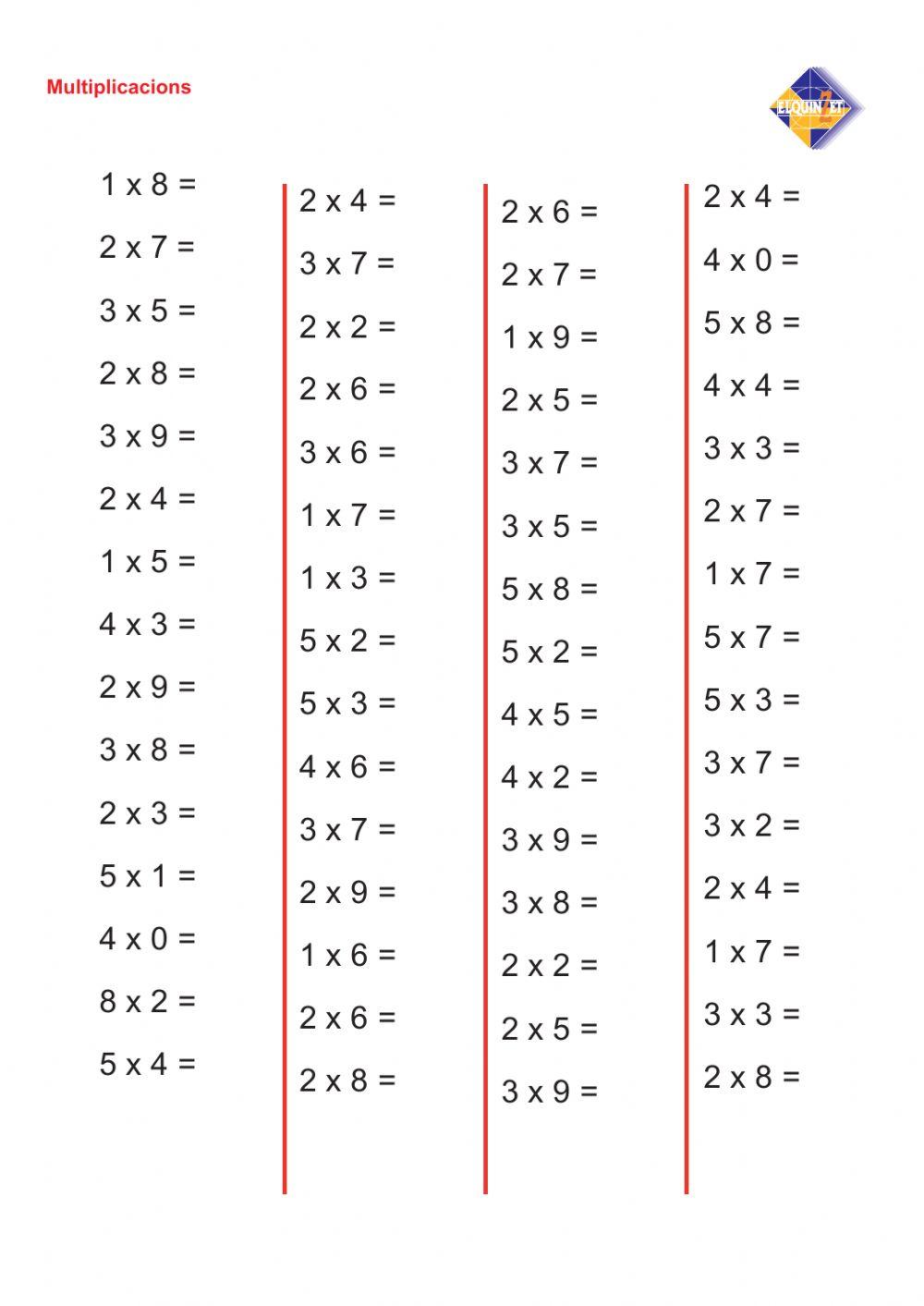Multiplicacions quinzet