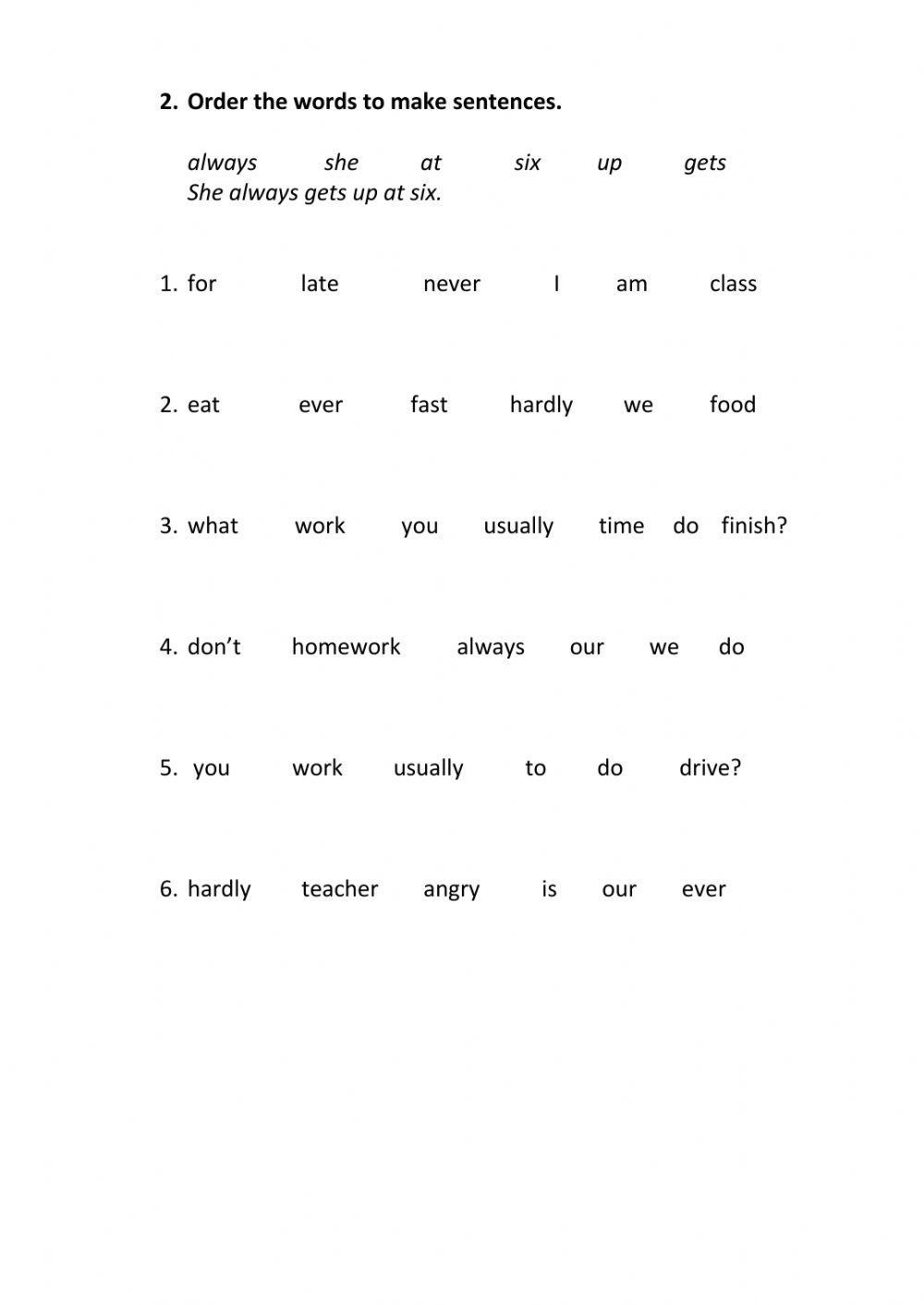 Adverbs of frequency