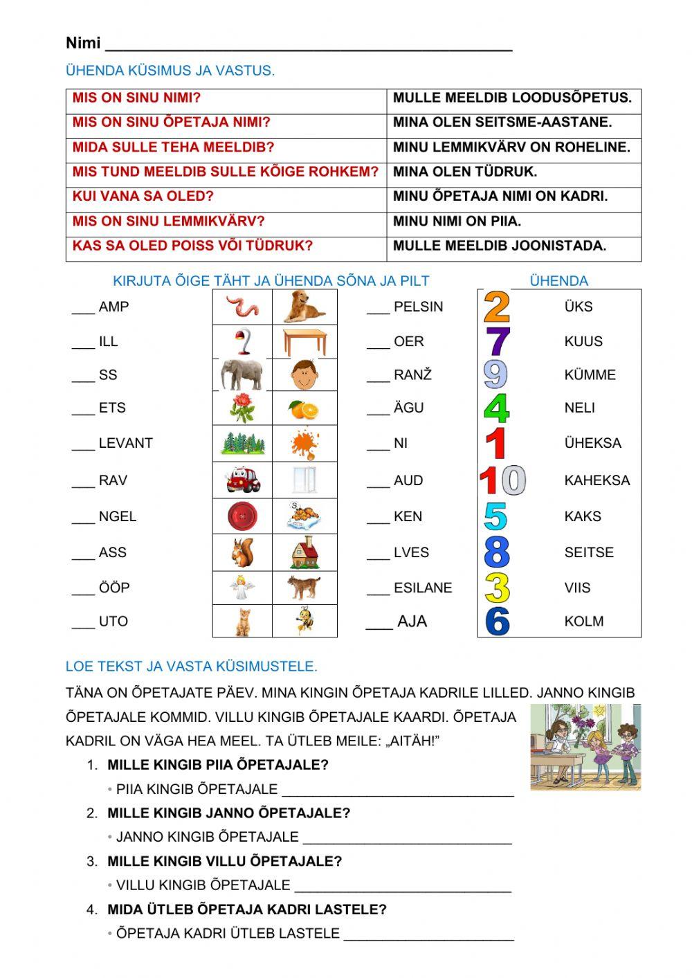 Mina ja sõbrad - 2.osa (1.teema - 1.klass)