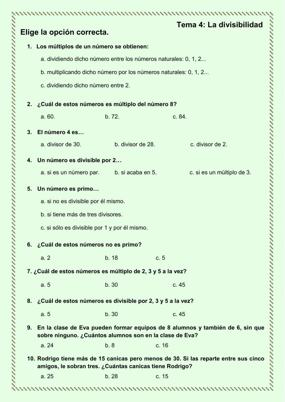 Test de la divisibilidad