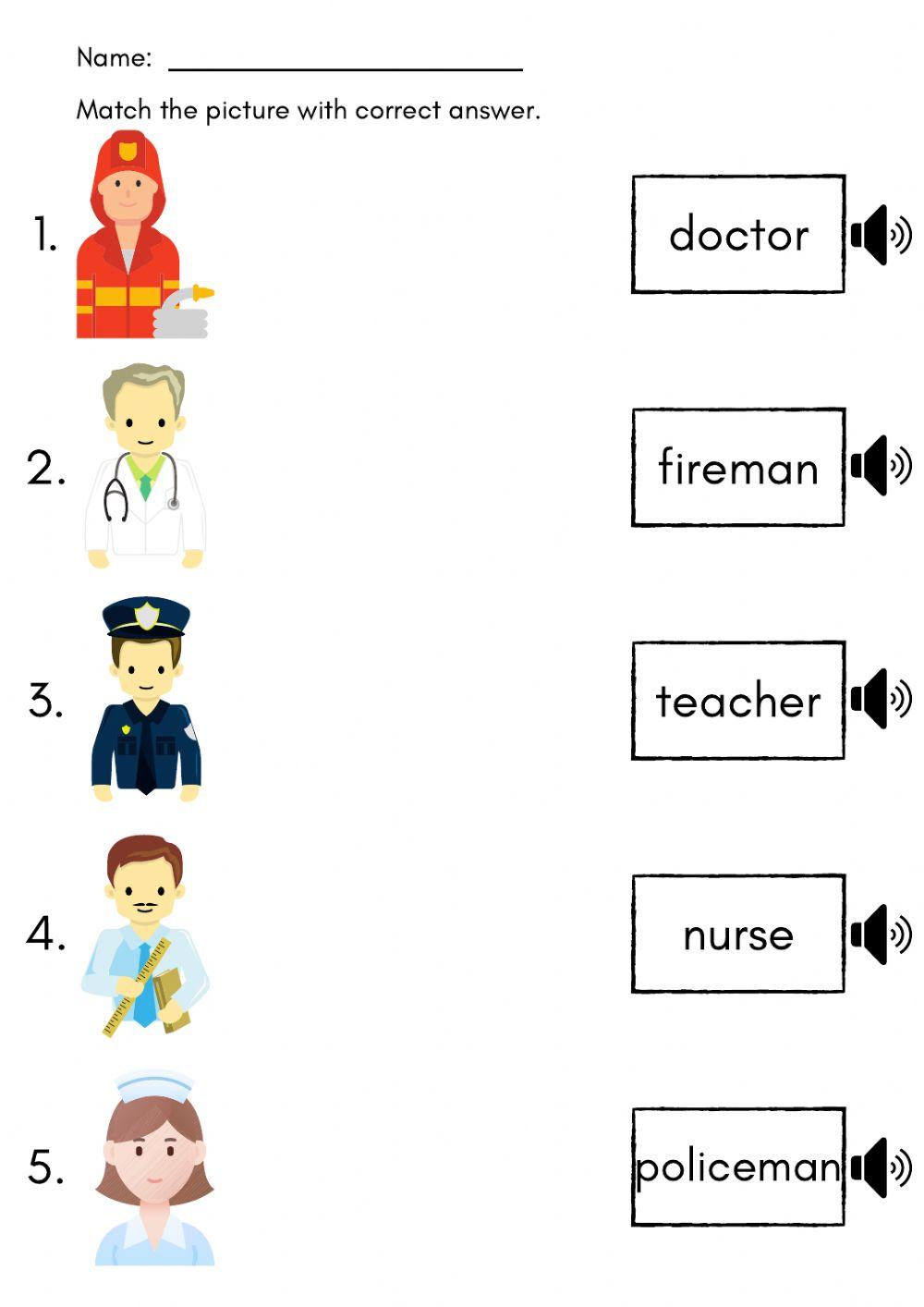 Occupation activity for Preschool | Live Worksheets