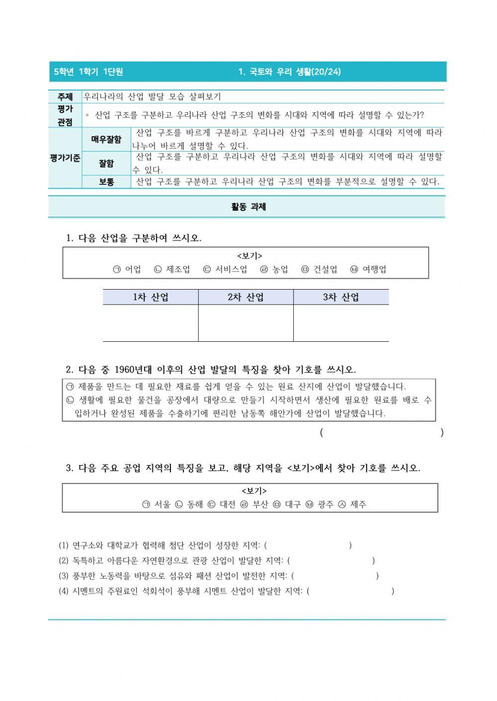 5-1-1-20-우리나라의 산업 발달 모습 살펴보기
