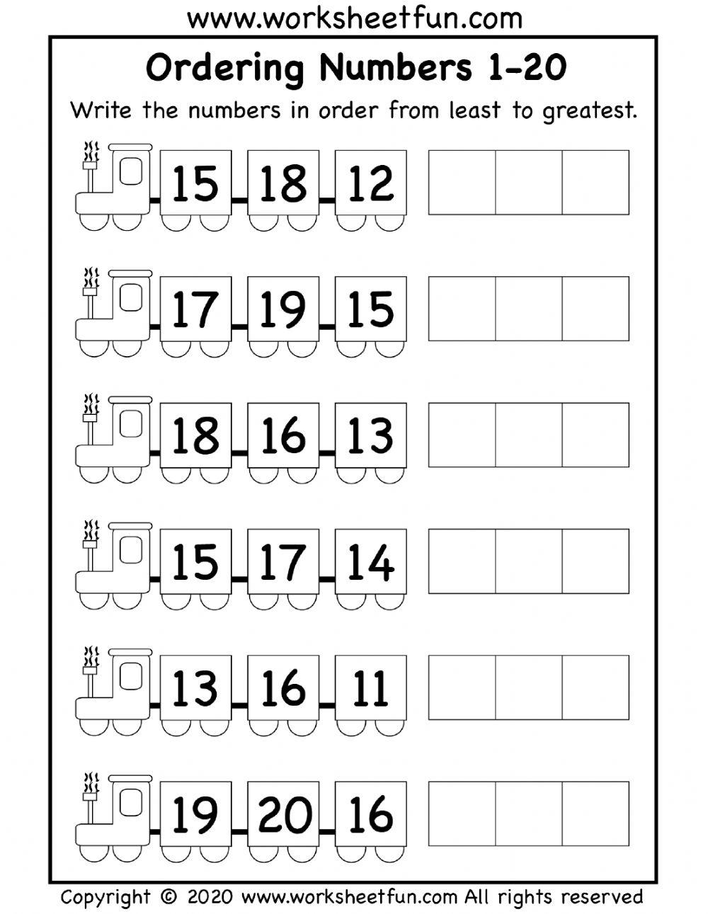 Ordering numbers Math worksheet | Live Worksheets