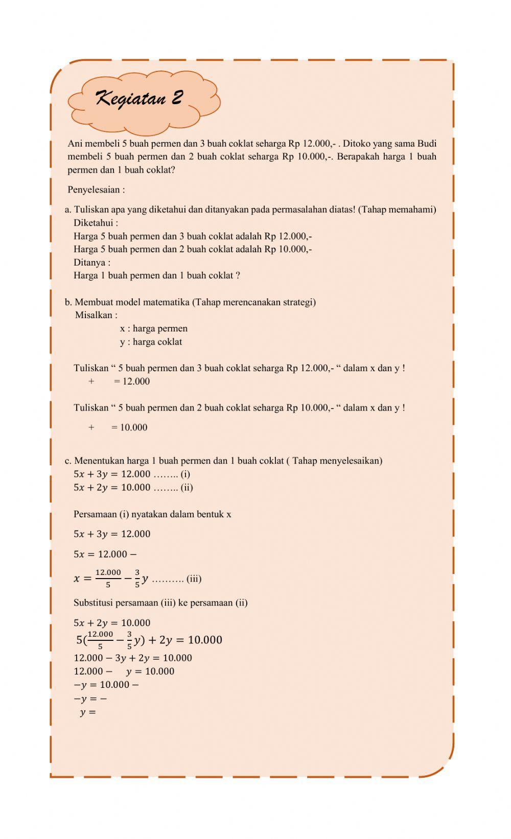 SPLDV Metode Substitusi