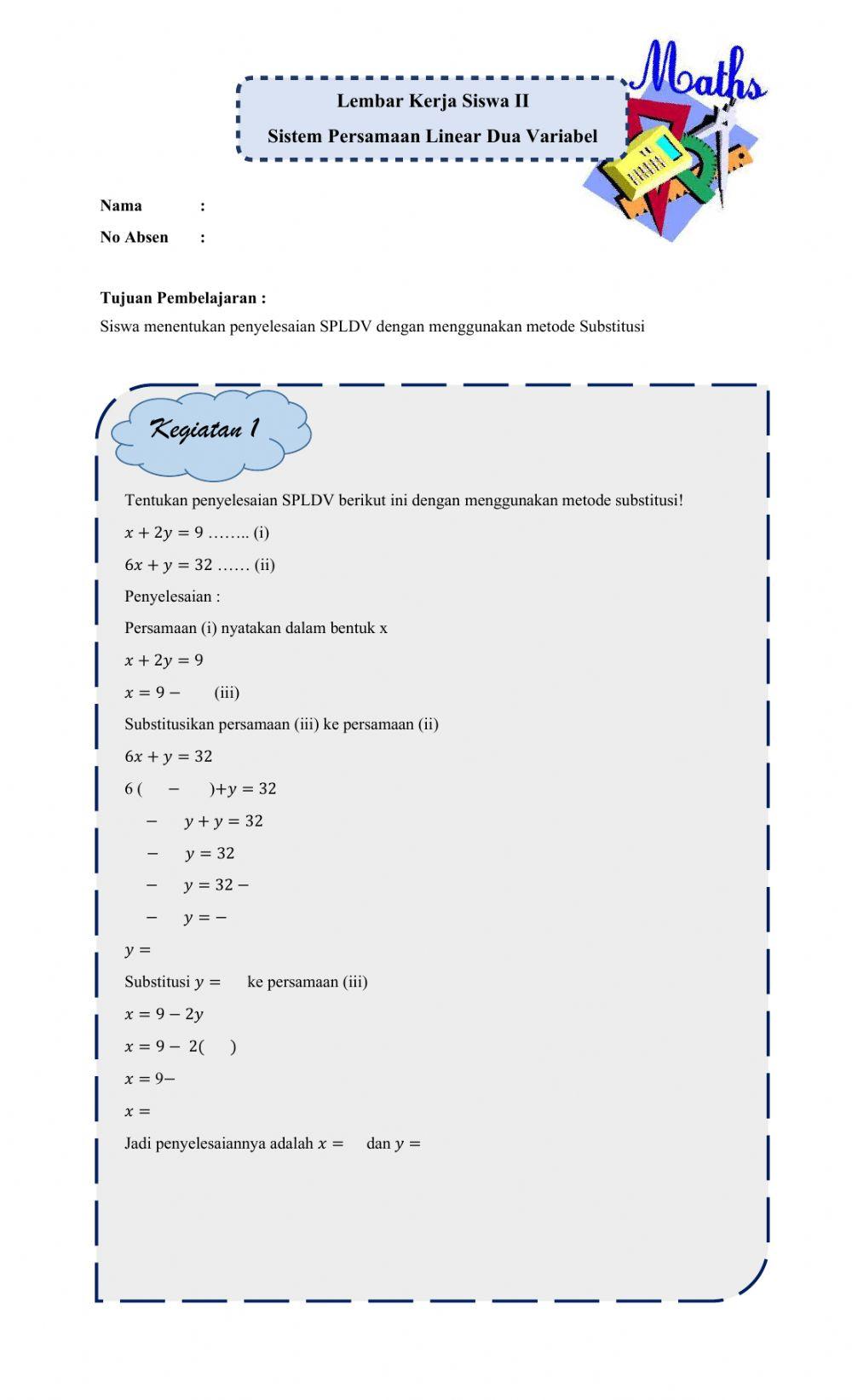 SPLDV Metode Substitusi