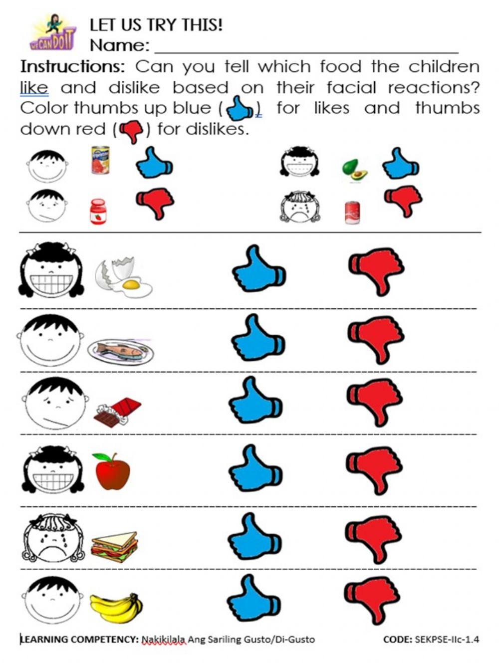 FOOD ITEM: LIKES AND DISLIKES (FACIAL REACTIONS)