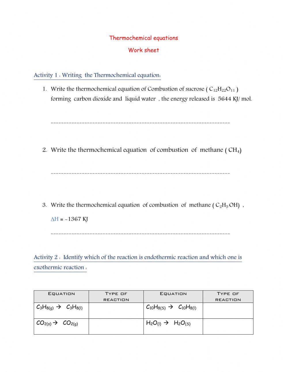 Thermochemical eq.