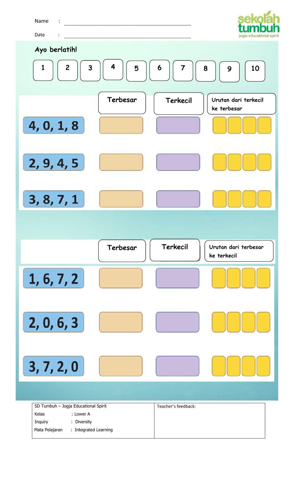 Membandingkan dan Mengurutkan Bilangan (c)