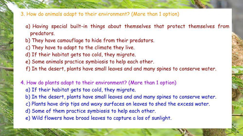 Adaptation in animals and plants