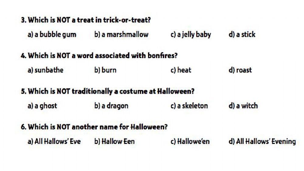 Halloween vocabulary quiz