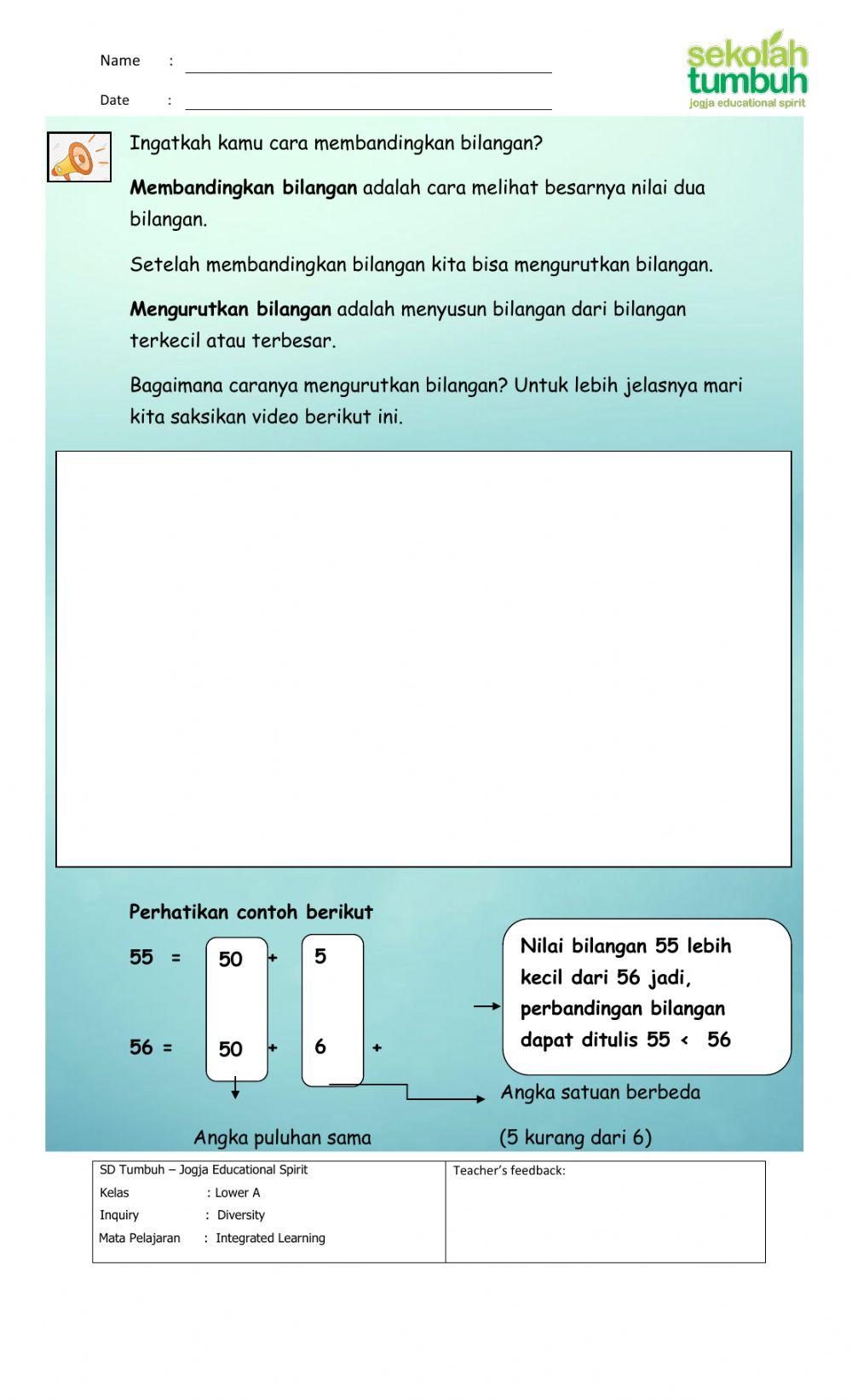 Membandingkan dan Mengurutkan Bilangan (b)