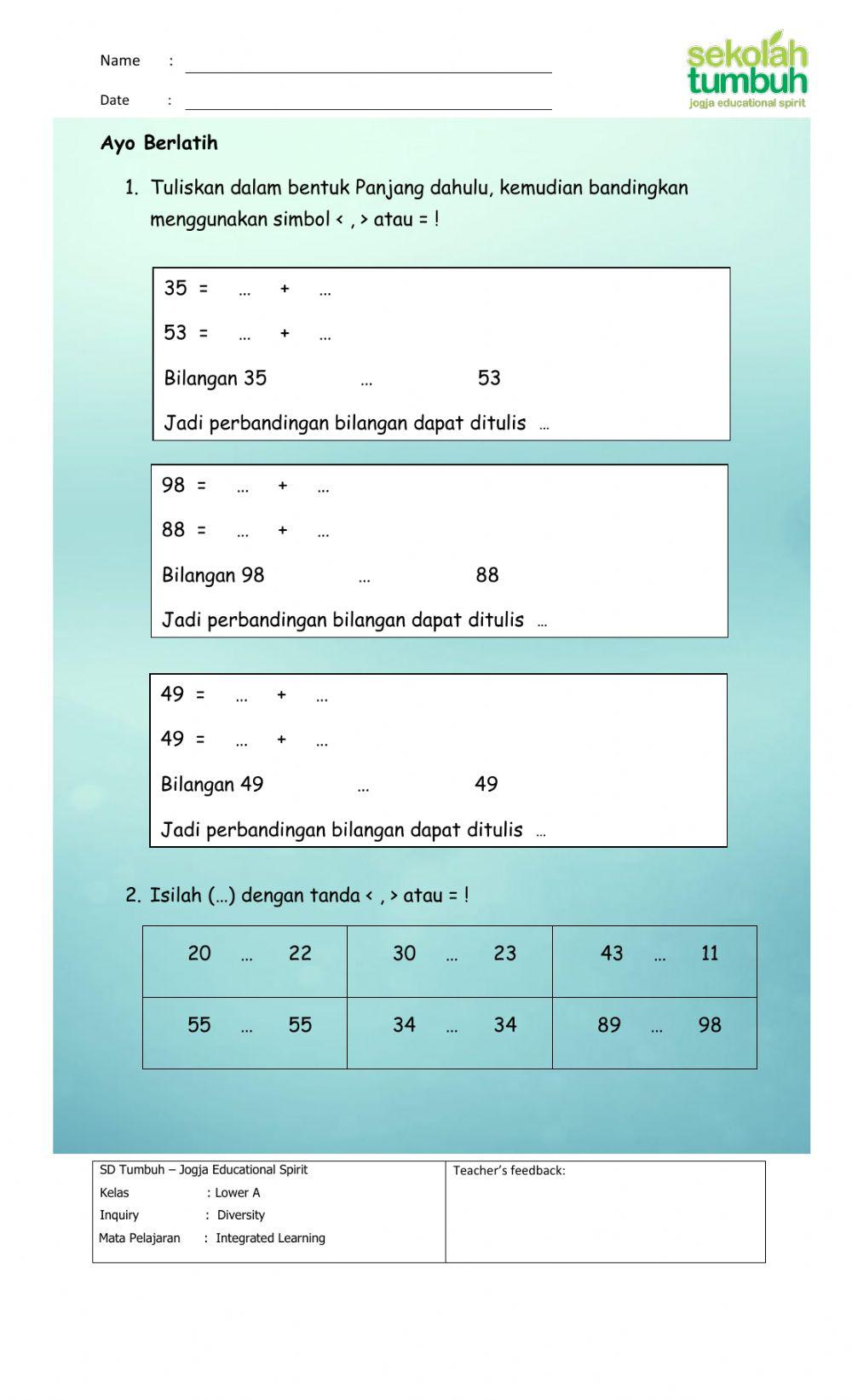 Membandingkan dan Mengurutkan Bilangan (b)
