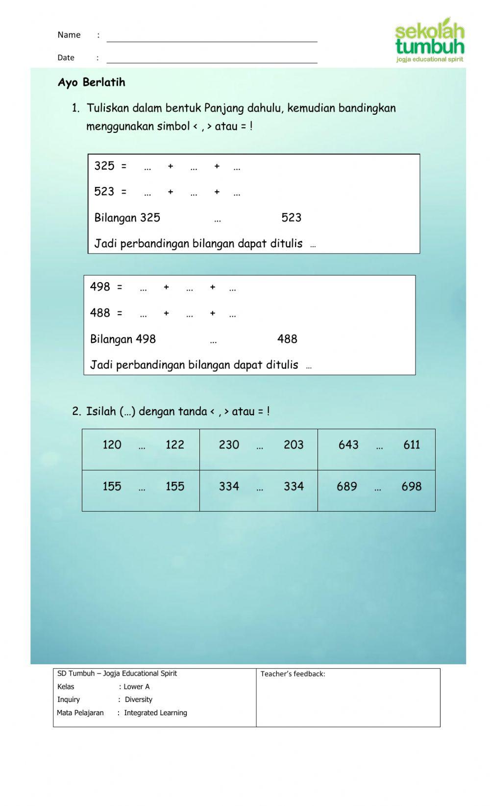 Membandingkan dan Mengurutkan Bilangan (a)