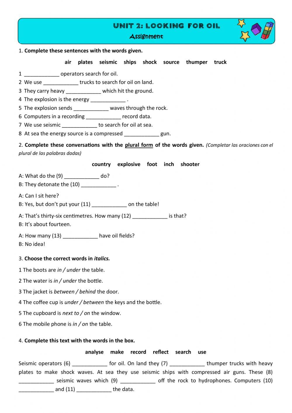 Assignment online worksheet for secundario | Live Worksheets