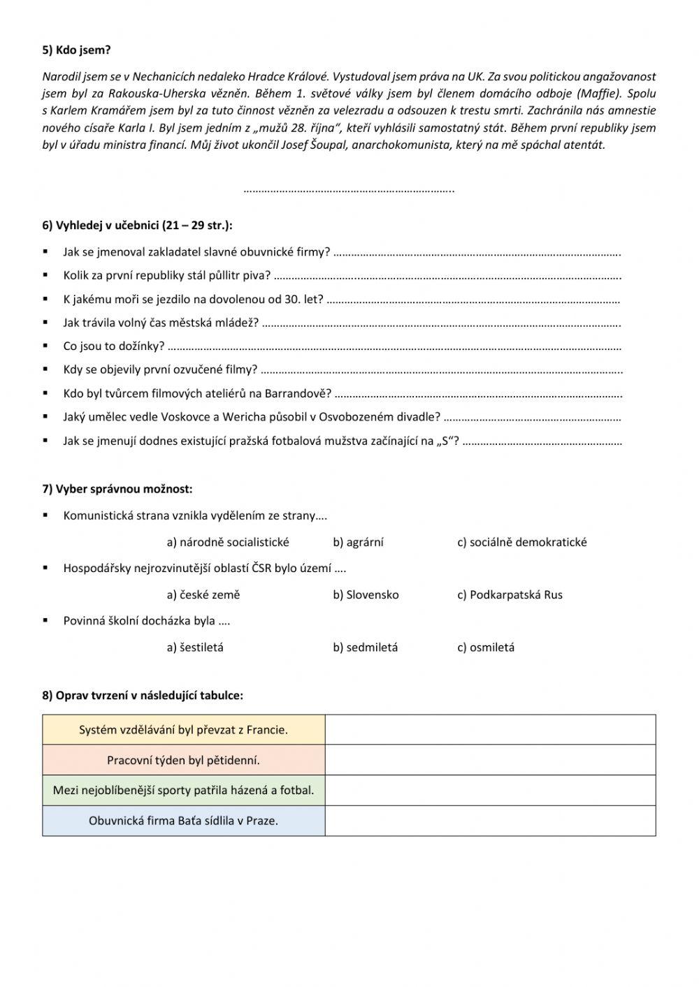 Československo ve 20. a 30. letech