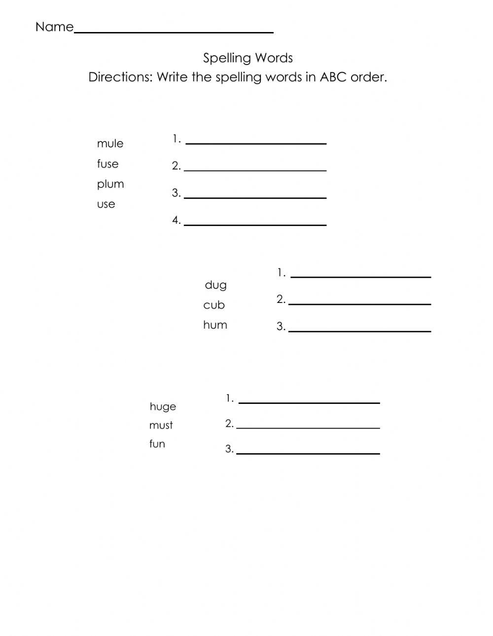 Spelling abc order