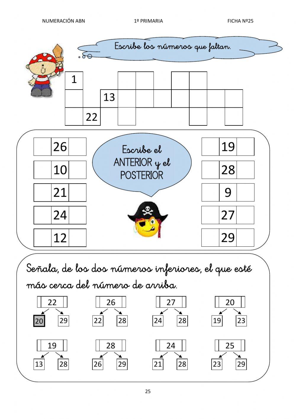 Numeración abn 1º primaria ficha 25