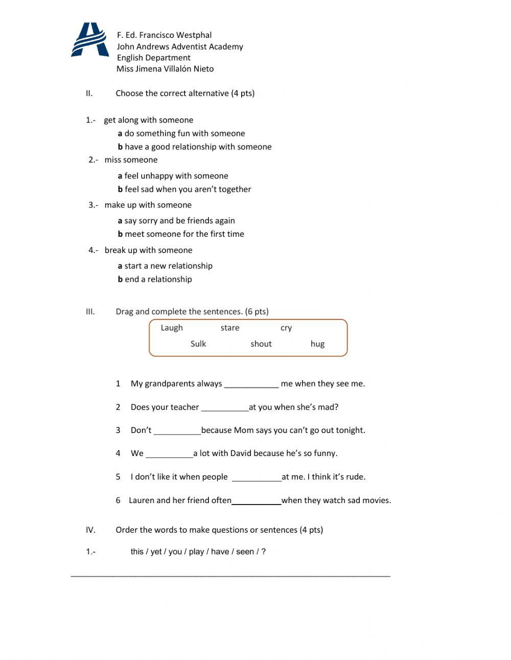 9th-10th Unit 5 test