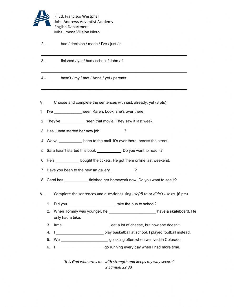 9th-10th Unit 5 test