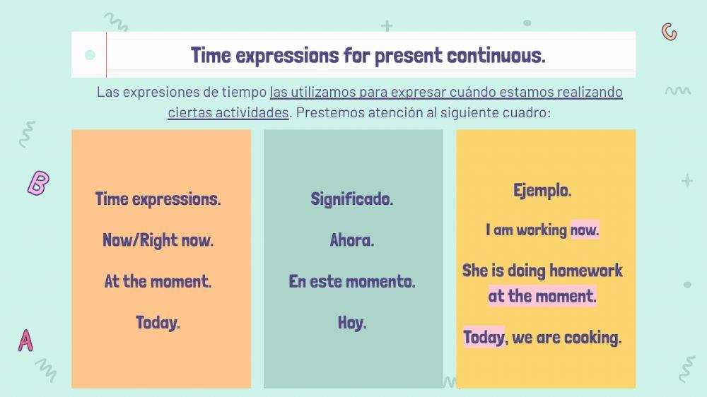 Present continuous revision + activities
