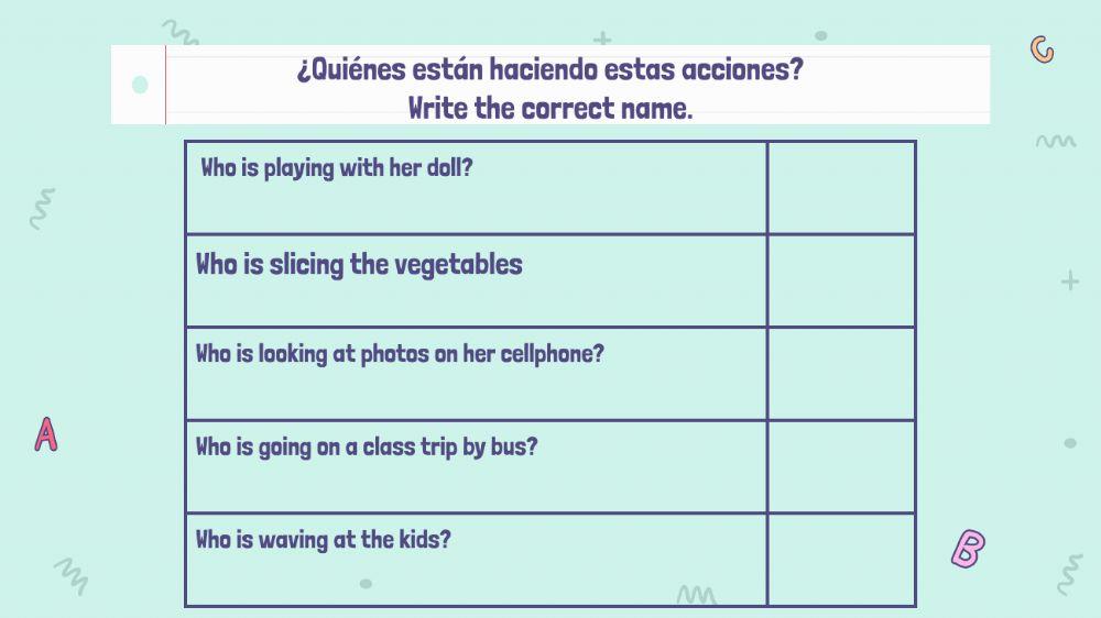 Present continuous revision + activities