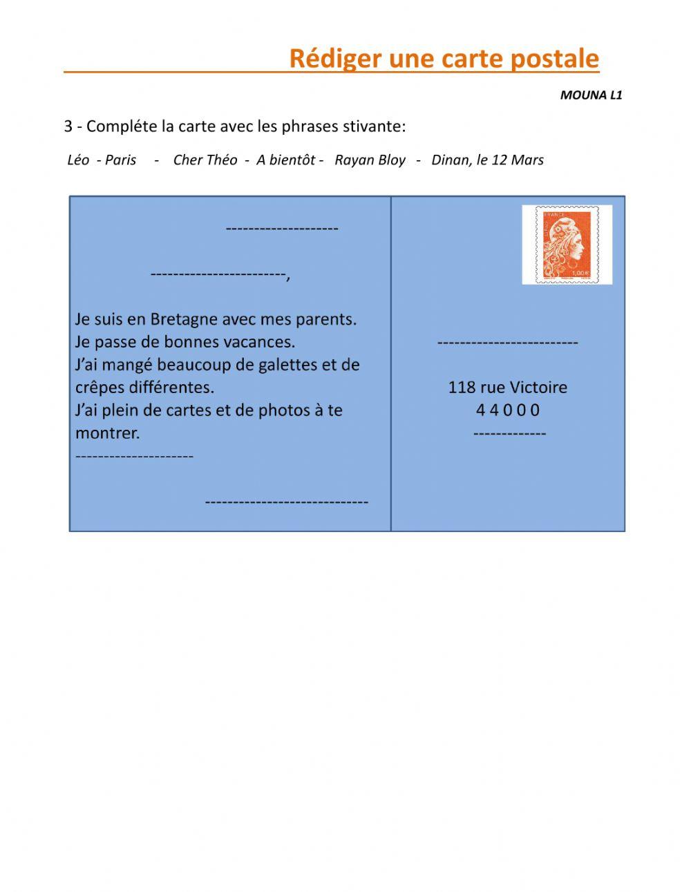 Rédiger une carte postale