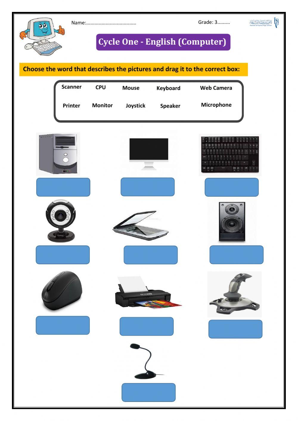 Grade3 Activity2 Parts of a computer worksheet Live Worksheets