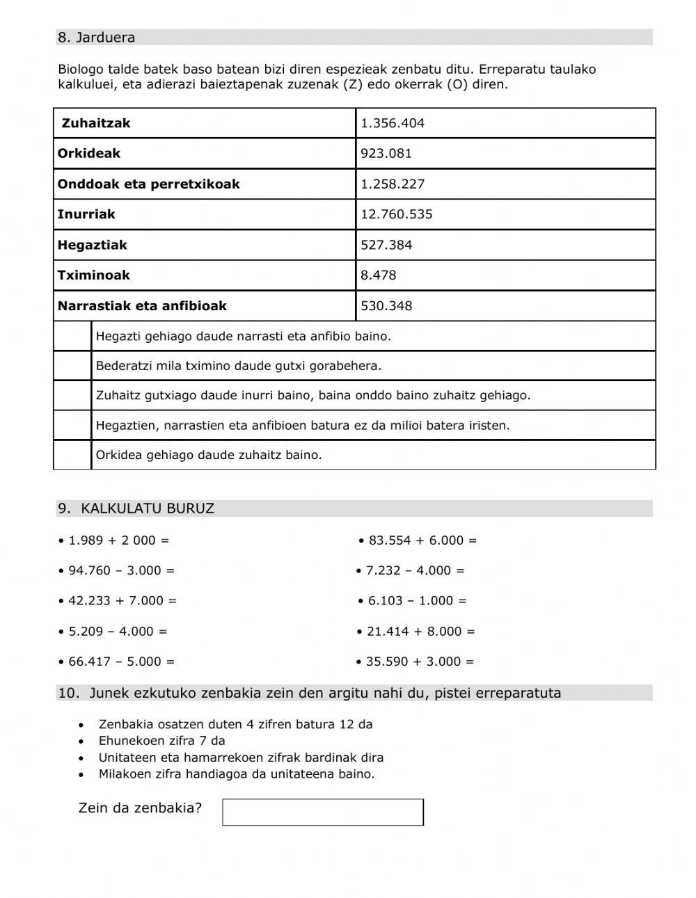 Zenbakiak 1. Unitatea