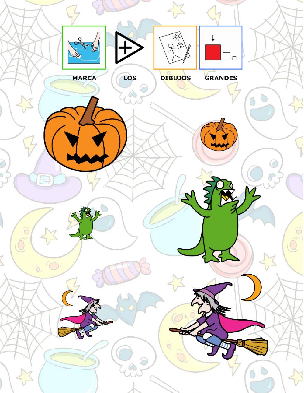 Indica los objetos grandes