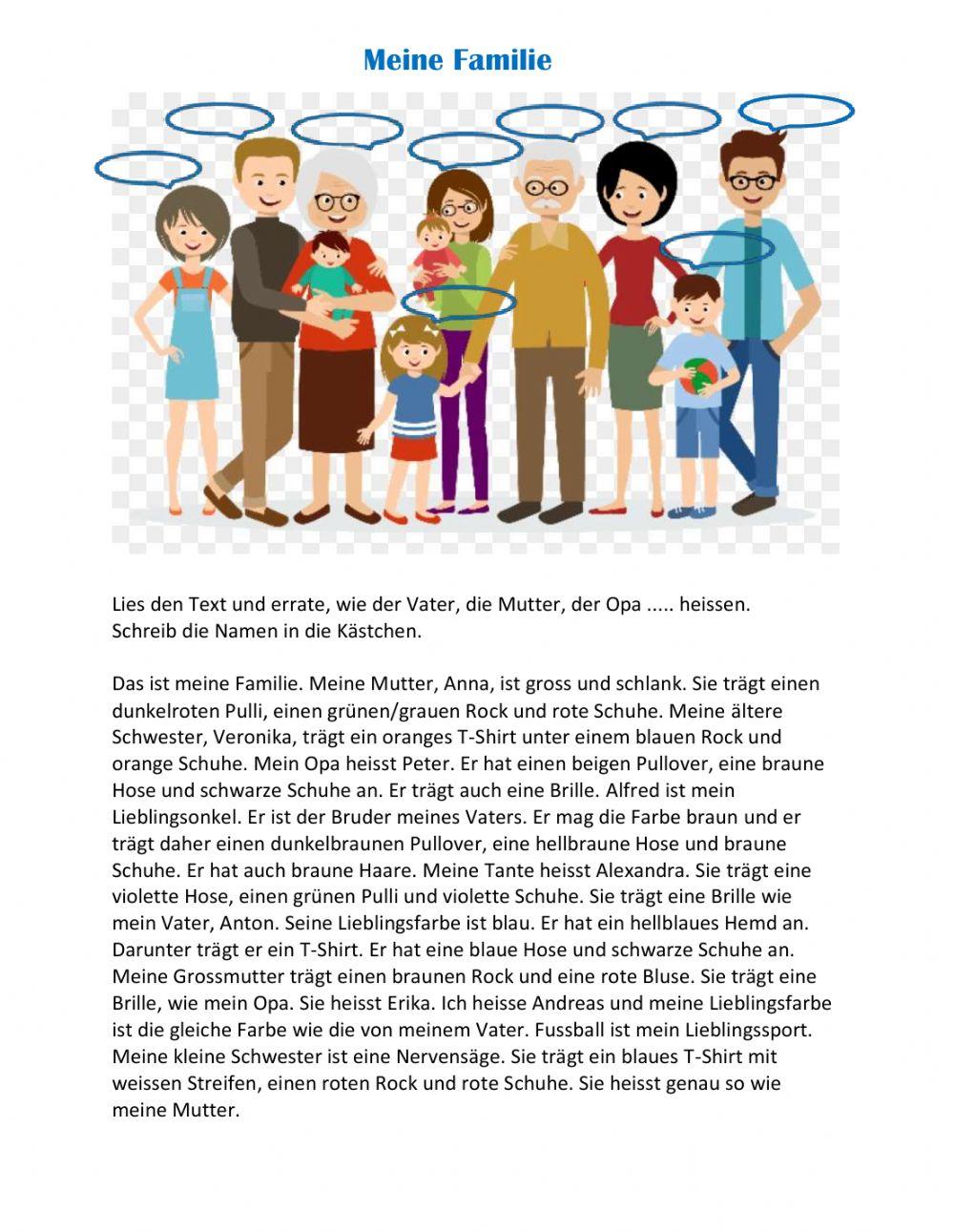 Ich Werde Von Meiner Familie Ausgeschlossen Test Meine Familie 446734 | FrauHuss | LiveWorksheets