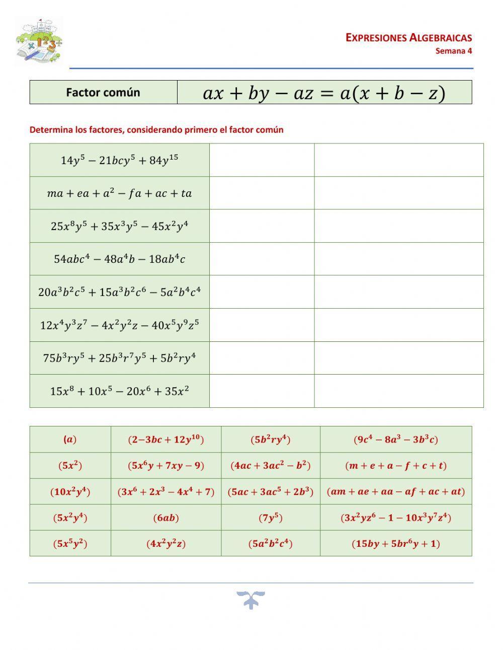 II.3.1.Factor común II.3.1.Factor común