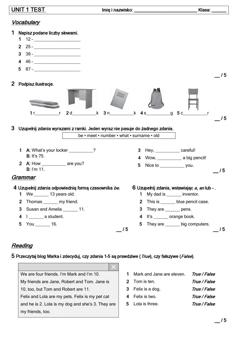 Brainy 4 - unit 1 test