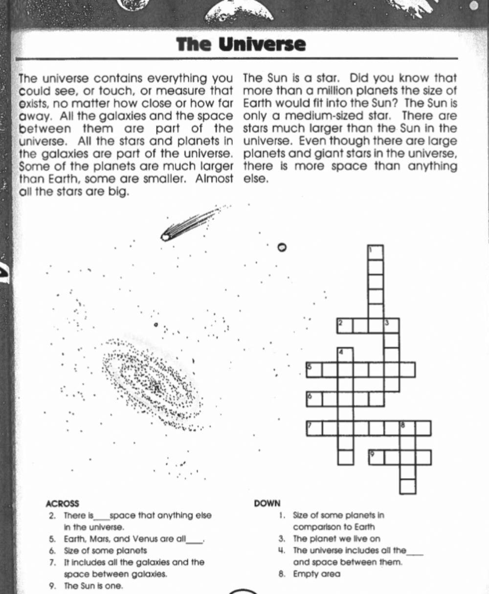 The Universe Crossword Puzzle worksheet Live Worksheets
