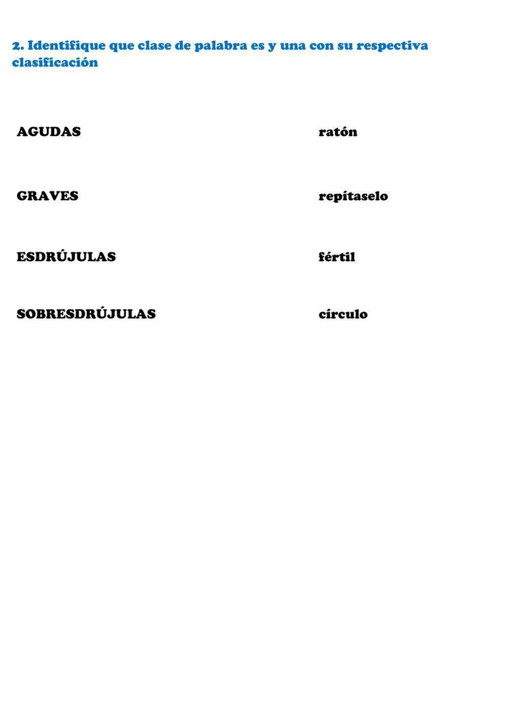 Palabras agudas graves esdrújulas