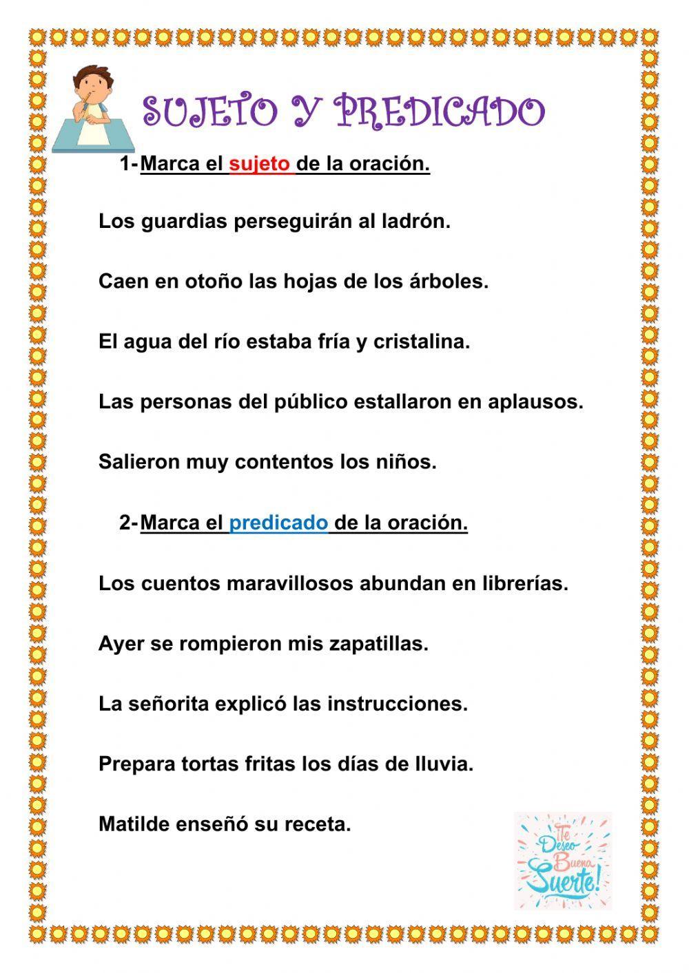 Sujeto Y Predicado Interactive Exercise For Cuarto Primaria Live