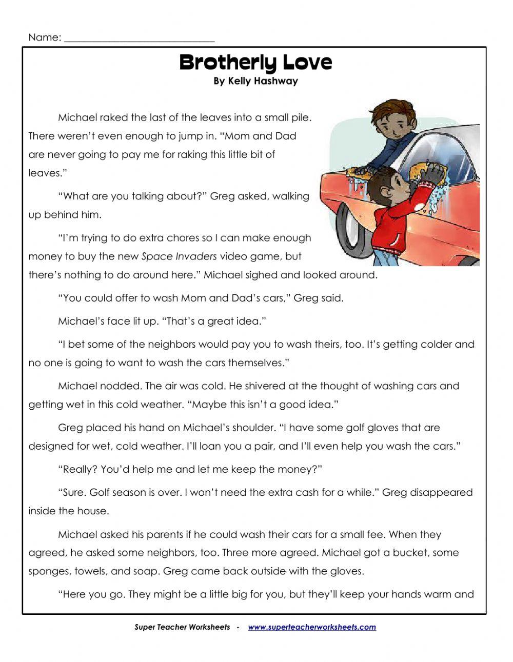 Super Teacher - Brotherly Love Grade 3 Reading