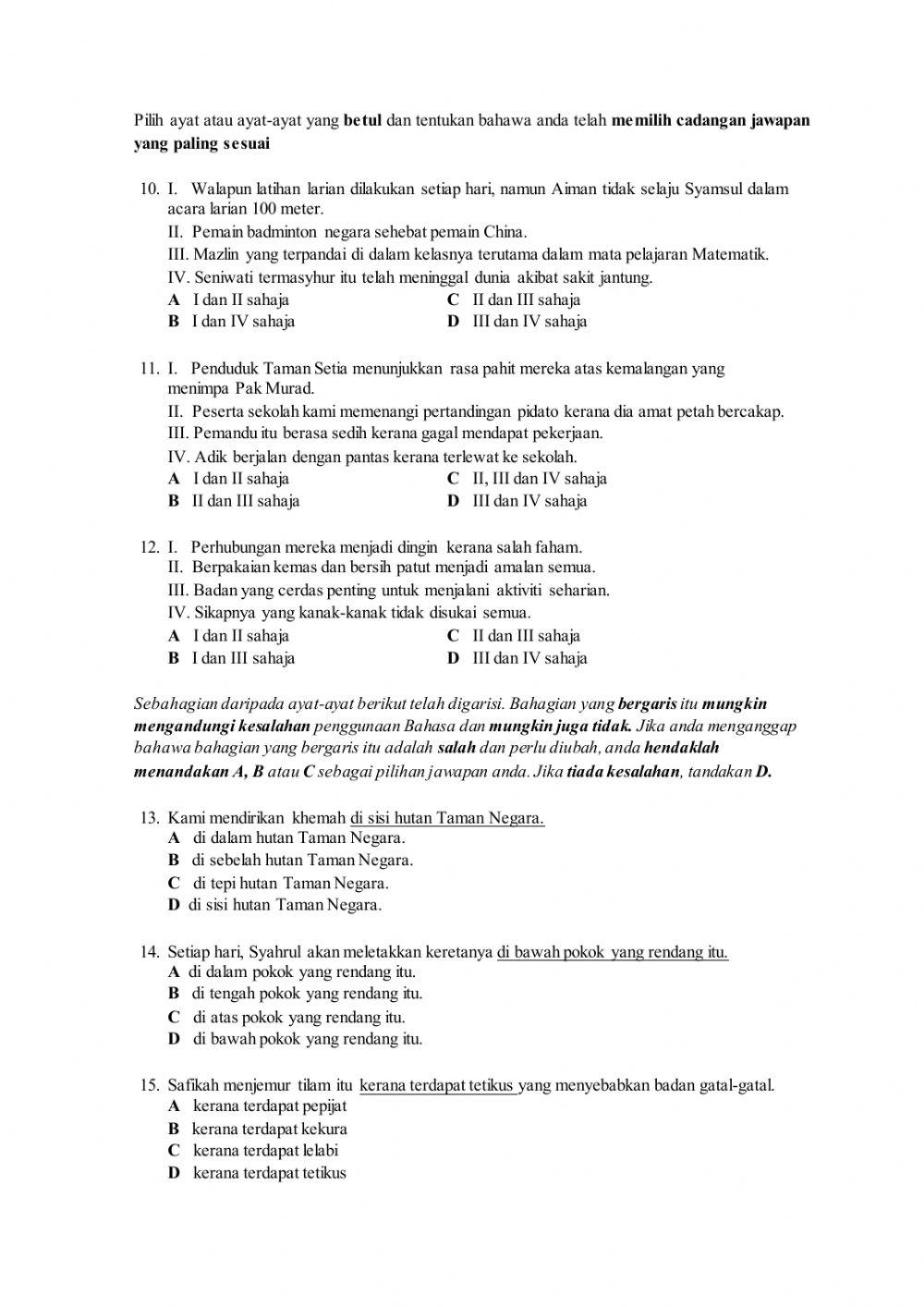 Bahasa Melayu Kertas 1 Bahasa Melayu Kertas 1