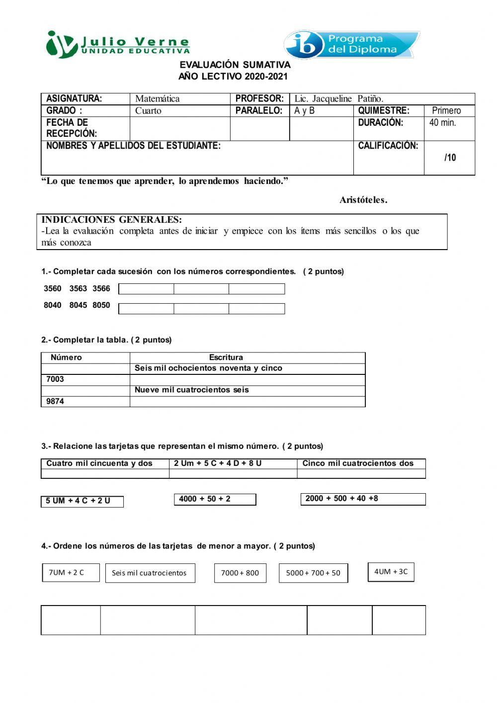Parcial de matemática