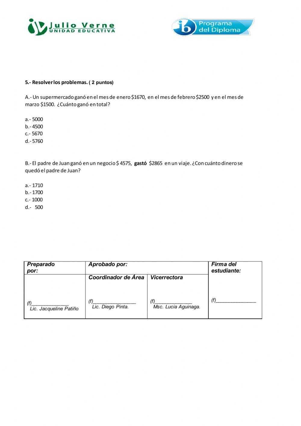 Parcial de matemática