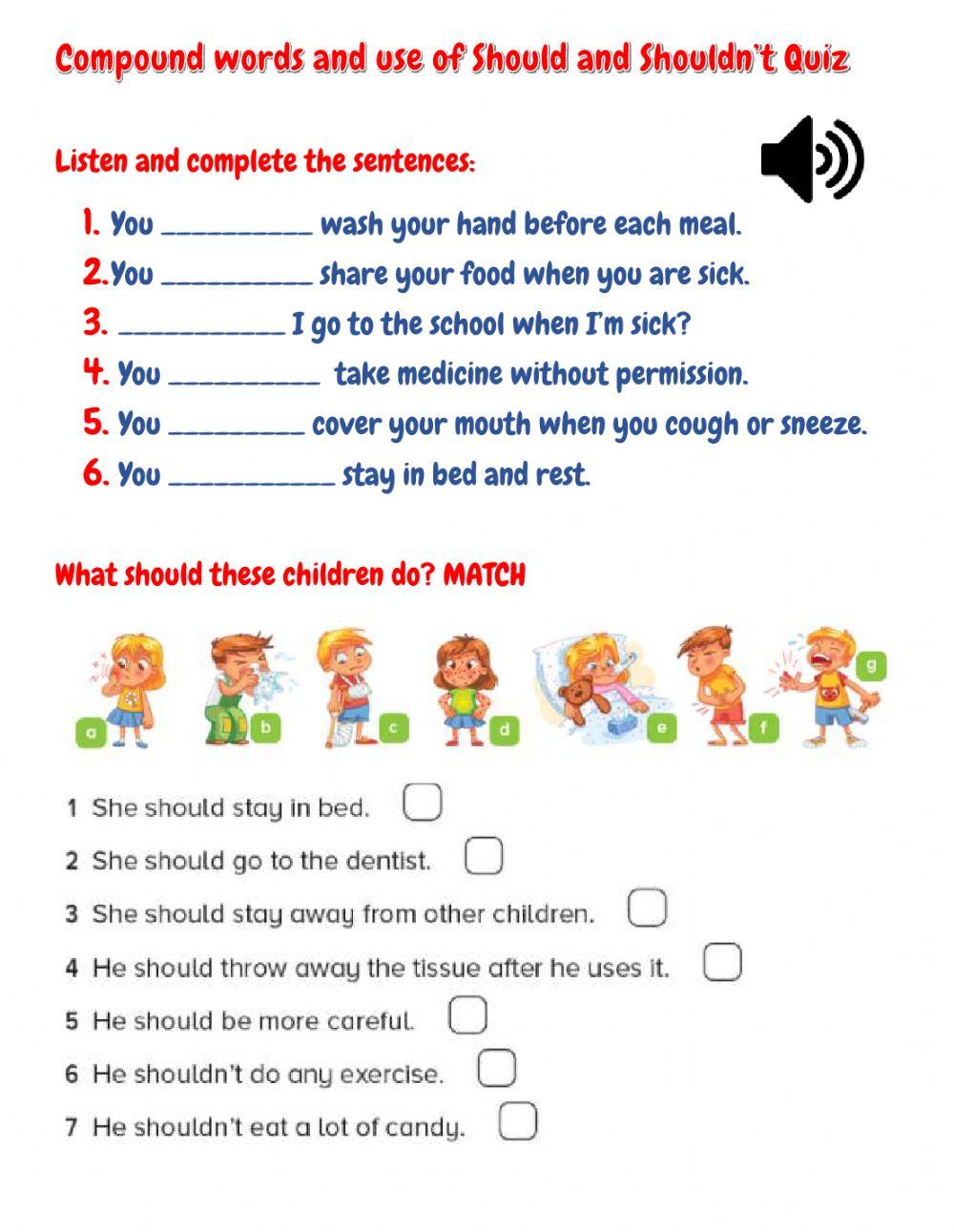 Compound Words and Use of Should Quiz