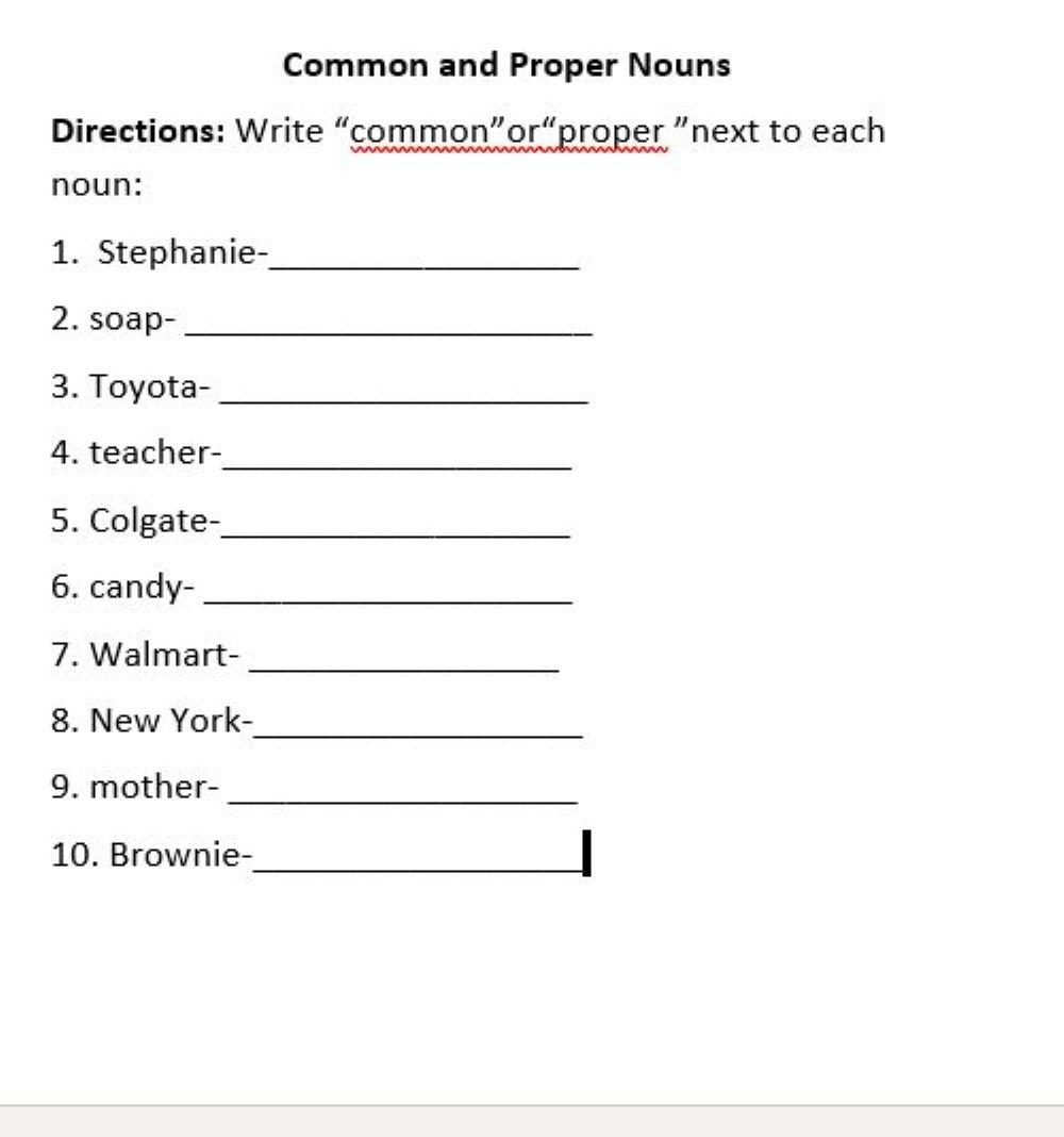 Common nouns and poper nouns