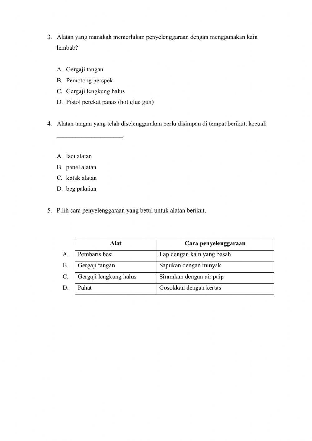 Penyelenggaraan dan penyimpanan alatan