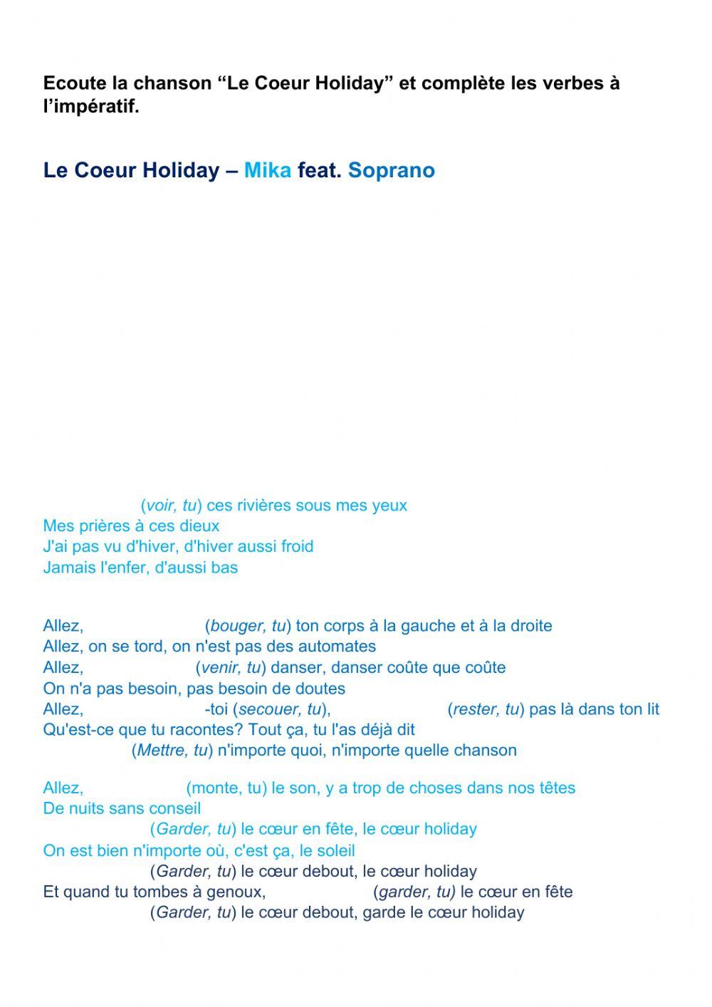L'impératif - Chanson Le coeur holiday (Mika feat.Maitre Gims)