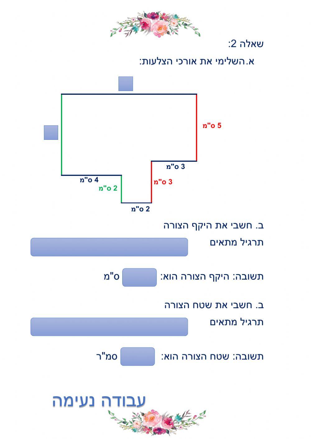 שטח והיקף צורות המורכבות ממלבנים
