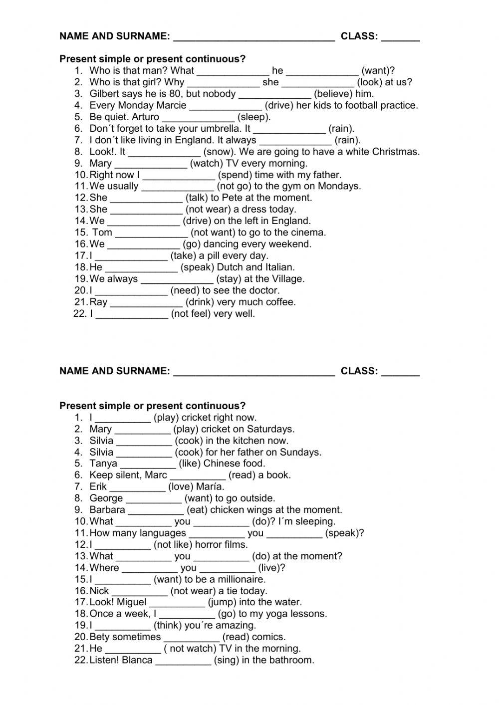 Present Simple vs Present Continuous